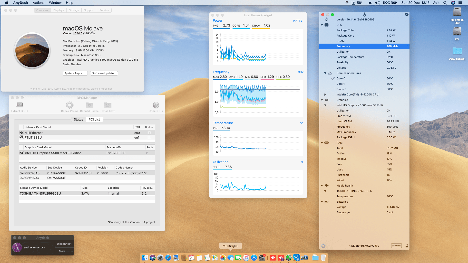 Success Hackintosh macOS Mojave 10.14.6 Build 18G103 in Lenovo Thinkpad Yoga 12